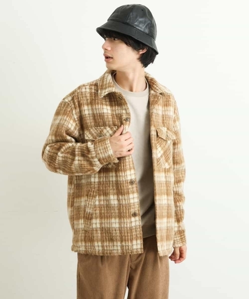 a.v.v（アーヴェヴェ）の「シャギーチェックCPOジャケット（その他アウター・メンズ・ベージュ/ブラック・48/46）」の13枚目の写真
