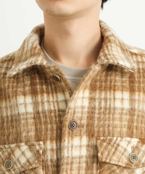 a.v.v（アーヴェヴェ）の「シャギーチェックCPOジャケット（その他アウター・メンズ・ベージュ/ブラック・48/46）」の18枚目の写真