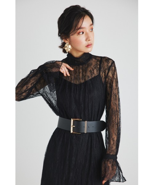 rienda（リエンダ）の「バックルポイントワイドベルト（ベルト・レディース・ライトベージュ/ブラック・FREE）」の2枚目の写真