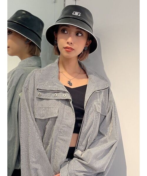 GYDA（ジェイダ）の「Symmetry GYDA パイピングバケットハット（ハット・レディース・オフホワイト/ブラック・FREE）」の7枚目の写真