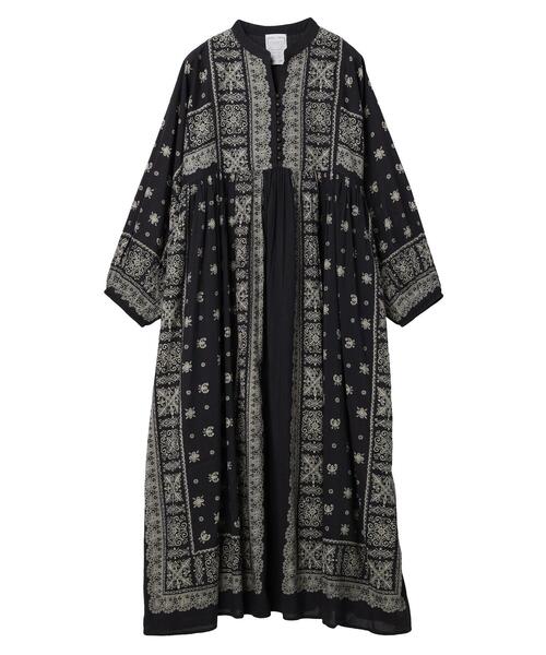 CRAFT STANDARD BOUTIQUE（クラフトスタンダードブティック）の「パネル柄ウエスト切り替えボリュームワンピース　◆（ワンピース・レディース・ダークグレー/ライトベージュ/チャコールグレー/ブルー・FREE）」の8枚目の写真