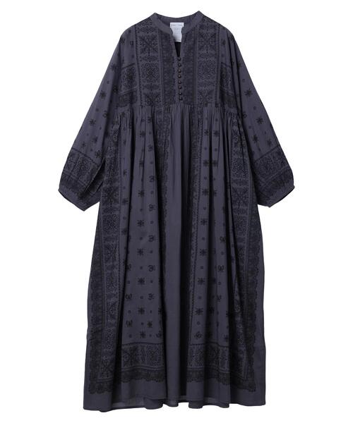 CRAFT STANDARD BOUTIQUE（クラフトスタンダードブティック）の「パネル柄ウエスト切り替えボリュームワンピース　◆（ワンピース・レディース・ダークグレー/ライトベージュ/チャコールグレー/ブルー・FREE）」の7枚目の写真