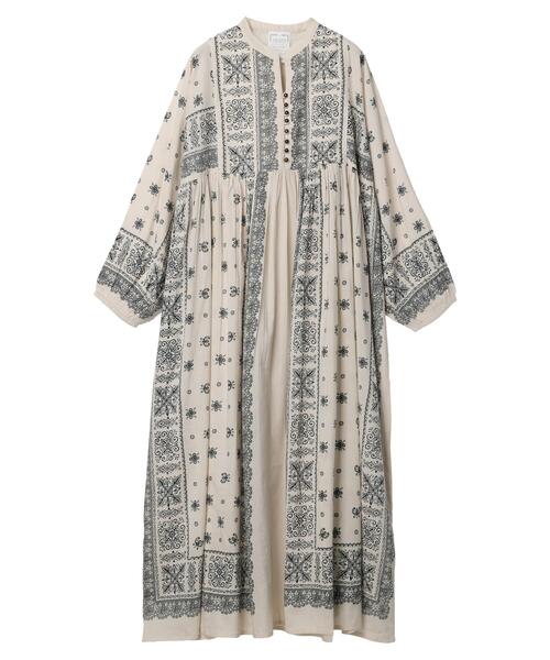 CRAFT STANDARD BOUTIQUE（クラフトスタンダードブティック）の「パネル柄ウエスト切り替えボリュームワンピース　◆（ワンピース・レディース・ダークグレー/ライトベージュ/チャコールグレー/ブルー・FREE）」の6枚目の写真