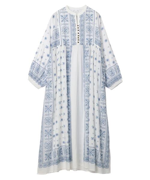 CRAFT STANDARD BOUTIQUE（クラフトスタンダードブティック）の「パネル柄ウエスト切り替えボリュームワンピース　◆（ワンピース・レディース・ダークグレー/ライトベージュ/チャコールグレー/ブルー・FREE）」の5枚目の写真