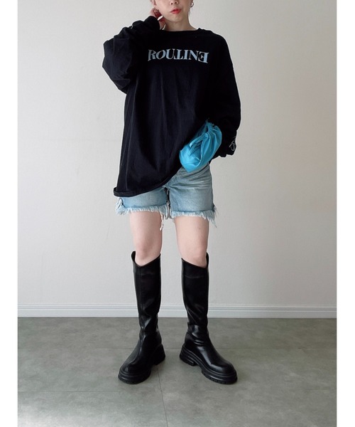 Yucca(ユッカ)の「裾フリンジデニムショートパンツ(MEKKE 低身長向け)(デニムパンツ・レディース・ブルー/サックスブルー・SMALL/MEDIUM/X-SMALL)」の11枚目の写真
