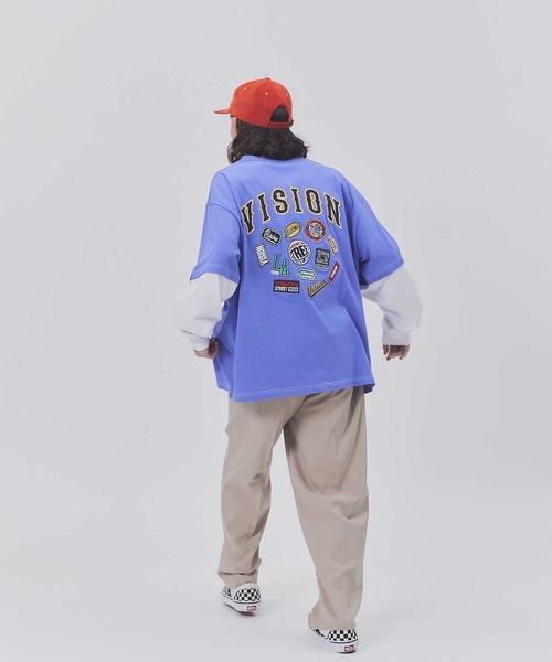 VISION STREET WEAR（ヴィジョンストリートウェア）の「【VISION STREET】フェイクレイヤードロンＴ（Tシャツ/カットソー・メンズ・ブラック/パープル/ホワイト・M/L/XL）」の5枚目の写真