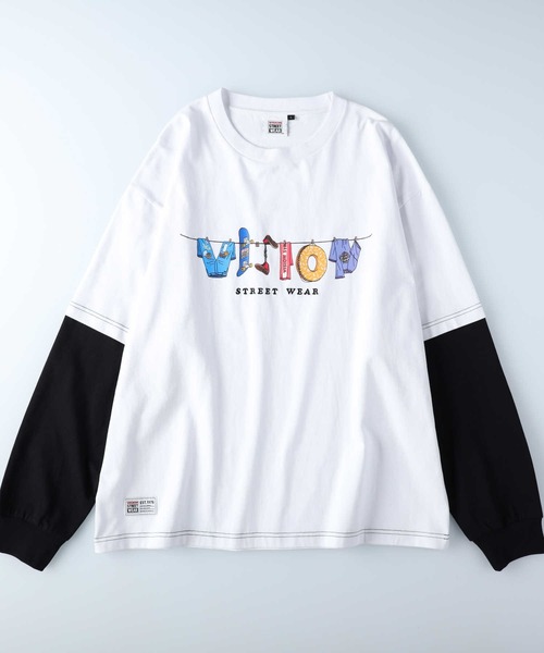 VISION STREET WEAR（ヴィジョンストリートウェア）の「【VISION STREET】フェイクレイヤードロンＴ（Tシャツ/カットソー・メンズ・ブラック/パープル/ホワイト・M/L/XL）」の12枚目の写真