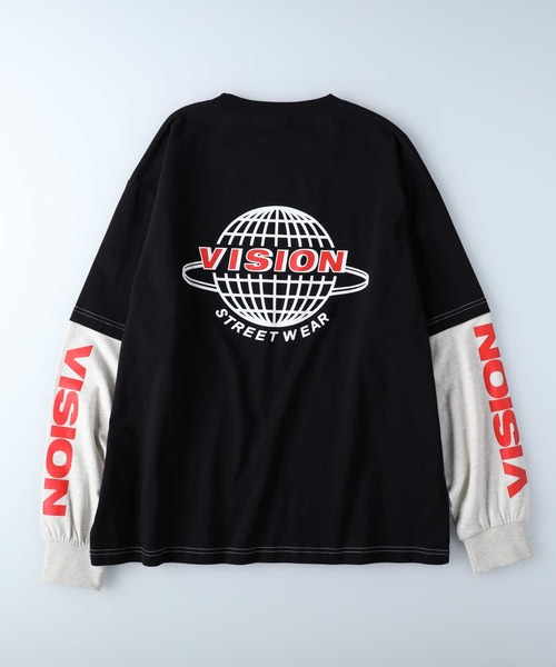 VISION STREET WEAR（ヴィジョンストリートウェア）の「【VISION STREET】フェイクレイヤードロンＴ（Tシャツ/カットソー・メンズ・ブラック/パープル/ホワイト・M/L/XL）」の14枚目の写真