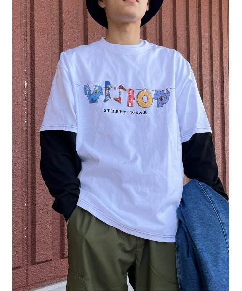 VISION STREET WEAR（ヴィジョンストリートウェア）の「【VISION STREET】フェイクレイヤードロンＴ（Tシャツ/カットソー・メンズ・ブラック/パープル/ホワイト・M/L/XL）」の10枚目の写真