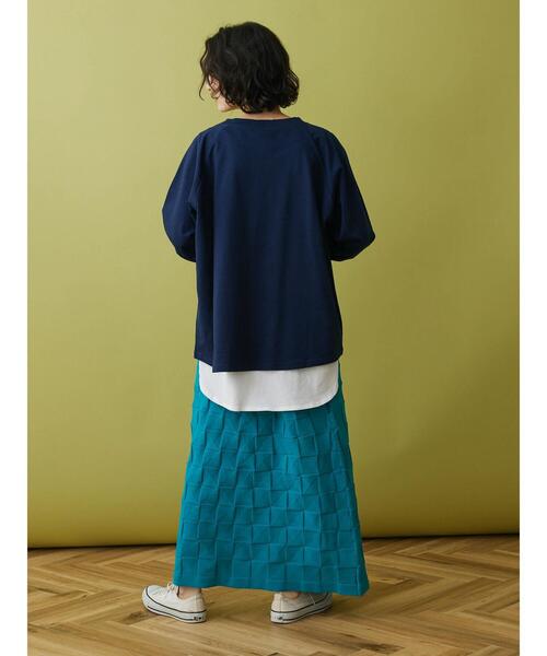 CRAFT STANDARD BOUTIQUE（クラフトスタンダードブティック）の「格子柄ニットスカート（スカート・レディース・ブラック/ブルー/イエロー・FREE）」の4枚目の写真