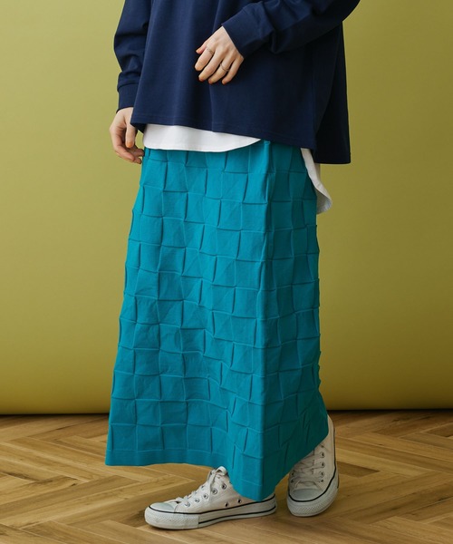 CRAFT STANDARD BOUTIQUE（クラフトスタンダードブティック）の「格子柄ニットスカート（スカート・レディース・ブラック/ブルー/イエロー・FREE）」の3枚目の写真