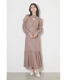 ハイウエストレイヤードカットマーメイドワンピース 春服