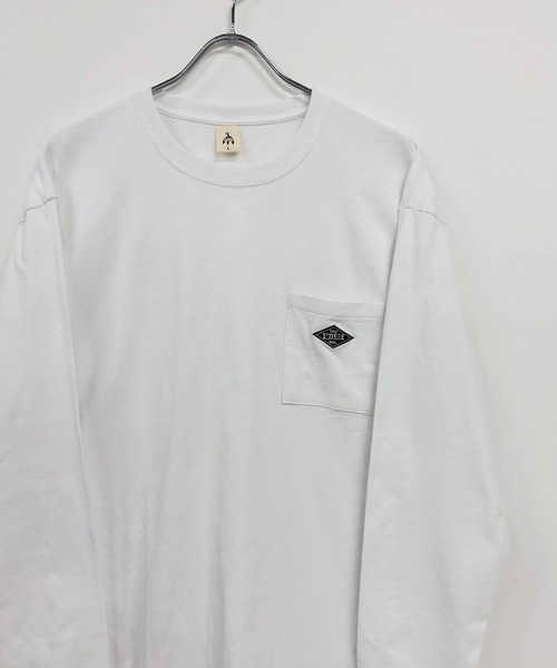TRAP/U (トラップユー)の「ワンポイント刺繍/ポケット付き クルーネック ロングT(Tシャツ/カットソー・メンズ・ホワイト/イエロー/ブラック・M/L)」の2枚目の写真