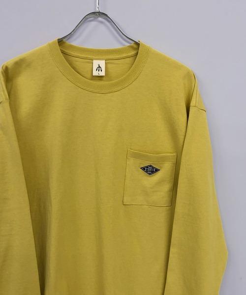 TRAP/U (トラップユー)の「ワンポイント刺繍/ポケット付き クルーネック ロングT(Tシャツ/カットソー・メンズ・ホワイト/イエロー/ブラック・M/L)」の1枚目の写真