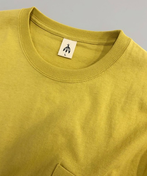 TRAP/U (トラップユー)の「ワンポイント刺繍/ポケット付き クルーネック ロングT(Tシャツ/カットソー・メンズ・ホワイト/イエロー/ブラック・M/L)」の5枚目の写真