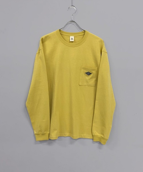 TRAP/U (トラップユー)の「ワンポイント刺繍/ポケット付き クルーネック ロングT(Tシャツ/カットソー・メンズ・ホワイト/イエロー/ブラック・M/L)」の7枚目の写真