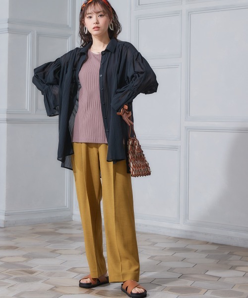 miclat（ミクラ）の「大きいサイズ　シアーギャザーシャツ　miclat（シャツ/ブラウス・レディース・ブラック/ピンク系/グリーン・L～LL/3L～4L）」の17枚目の写真