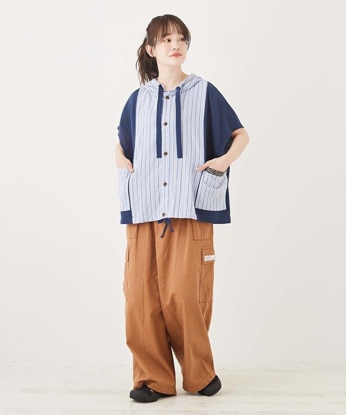 CUBE SUGAR(キューブシュガー)の「綿ツイルワイドカーゴパンツ(カーゴパンツ・レディース・ベージュ/ブラウン/カーキ・M)」の15枚目の写真