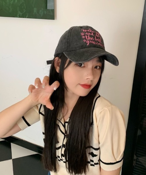 LAC-VERT（ラック・ヴェール）の「カラーロゴキャップ（キャップ・レディース・ブラック/アイボリー/ピンク・FREE）」の5枚目の写真