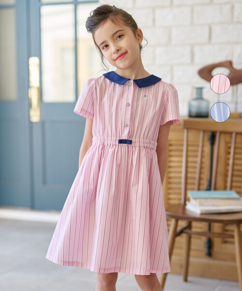 【セール】【吸水速乾】【110-140㎝】ストライプ ワンピース（ワンピース）｜組曲（クミキョク）