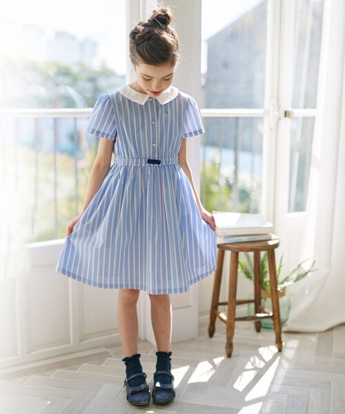 【セール】【吸水速乾】【110-140㎝】ストライプ ワンピース（ワンピース）｜組曲（クミキョク）