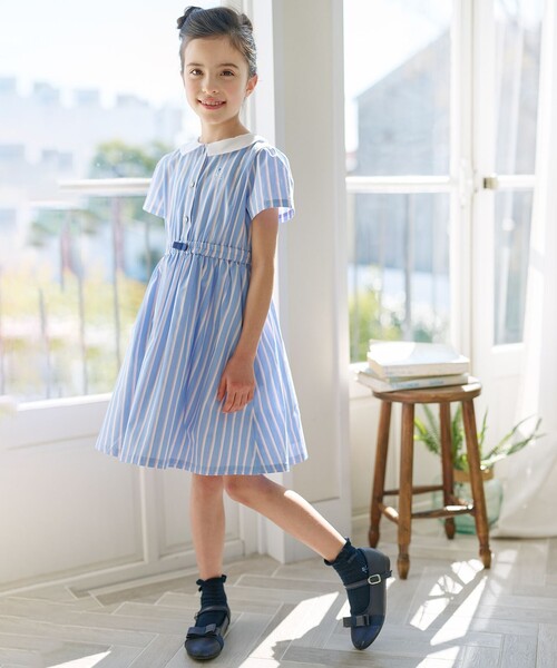 【セール】【吸水速乾】【110-140㎝】ストライプ ワンピース（ワンピース）｜組曲（クミキョク）