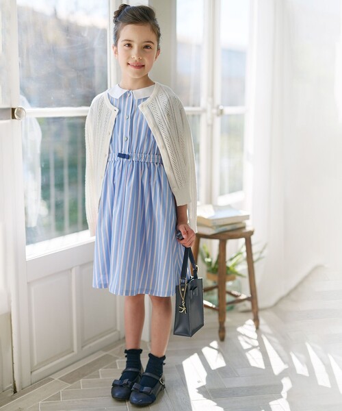【セール】【吸水速乾】【110-140㎝】ストライプ ワンピース（ワンピース）｜組曲（クミキョク）