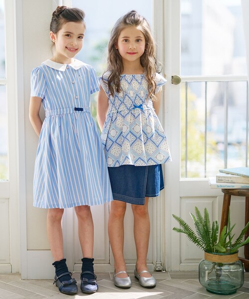 【セール】【吸水速乾】【110-140㎝】ストライプ ワンピース（ワンピース）｜組曲（クミキョク）