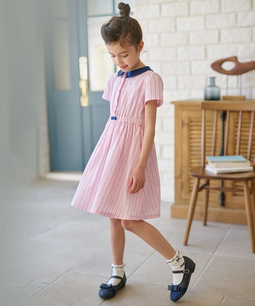 【セール】【吸水速乾】【110-140㎝】ストライプ ワンピース（ワンピース）｜組曲（クミキョク）