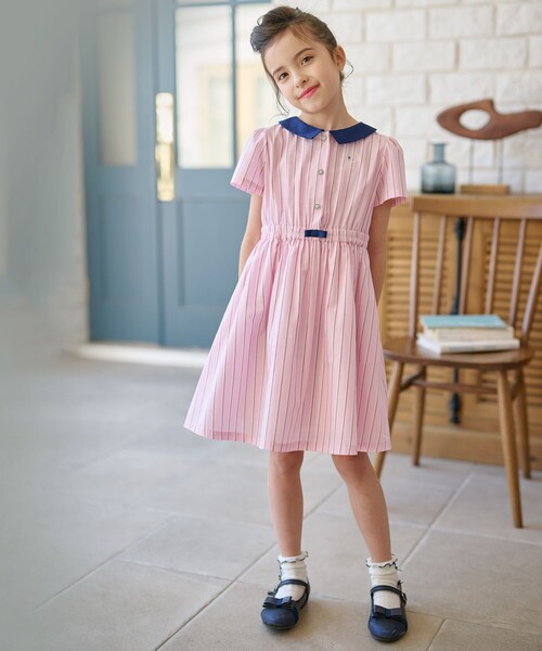 【セール】【吸水速乾】【110-140㎝】ストライプ ワンピース（ワンピース）｜組曲（クミキョク）