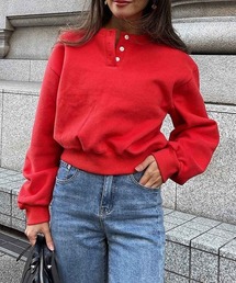 ブラッシュトヘンリーネックトップ