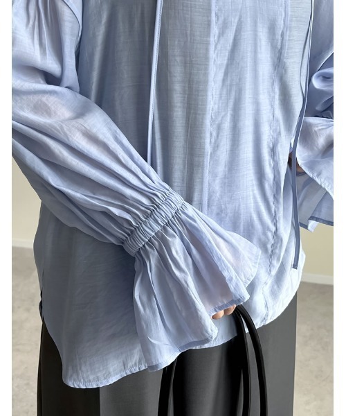 Re:EDIT（リエディ）の「[選べる]シアー/フロッキードットカフタンシアーブラウス（シャツ/ブラウス・レディース・ブラック/アイボリー系/ブルー/イエロー/アイボリー/ブラック系その他2/ブラック系その他/ホワイト系その他2/グリーン/ホワイト系その他・LARGE/MEDIUM）」の11枚目の写真