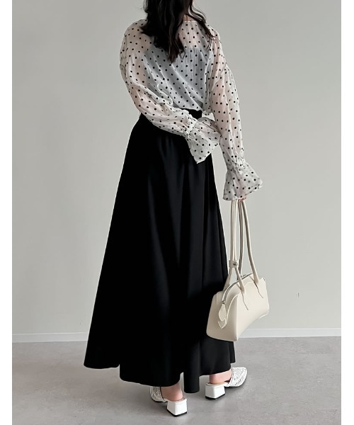 Re:EDIT（リエディ）の「[選べる]シアー/フロッキードットカフタンシアーブラウス（シャツ/ブラウス・レディース・ブラック/アイボリー系/ブルー/イエロー/アイボリー/ブラック系その他2/ブラック系その他/ホワイト系その他2/グリーン/ホワイト系その他・LARGE/MEDIUM）」の14枚目の写真