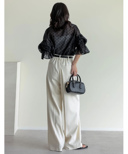 Re:EDIT（リエディ）の「[選べる]シアー/フロッキードットカフタンシアーブラウス（シャツ/ブラウス・レディース・ブラック/アイボリー系/ブルー/イエロー/アイボリー/ブラック系その他2/ブラック系その他/ホワイト系その他2/グリーン/ホワイト系その他・LARGE/MEDIUM）」の22枚目の写真