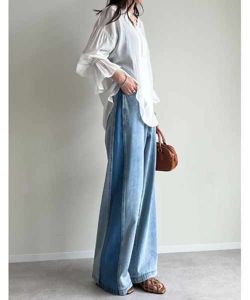 Re:EDIT（リエディ）の「[選べる]シアー/フロッキードットカフタンシアーブラウス（シャツ/ブラウス・レディース・ブラック/アイボリー系/ブルー/イエロー/アイボリー/ブラック系その他2/ブラック系その他/ホワイト系その他2/グリーン/ホワイト系その他・LARGE/MEDIUM）」の19枚目の写真