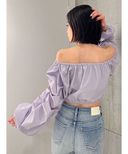 GYDA（ジェイダ）の「タックスリーブ 2WAY BL（シャツ/ブラウス・レディース・パープル/オフホワイト・FREE）」の9枚目の写真