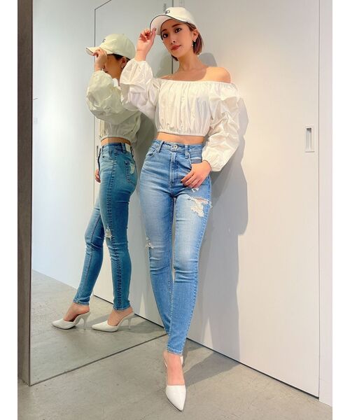 GYDA（ジェイダ）の「タックスリーブ 2WAY BL（シャツ/ブラウス・レディース・パープル/オフホワイト・FREE）」の15枚目の写真