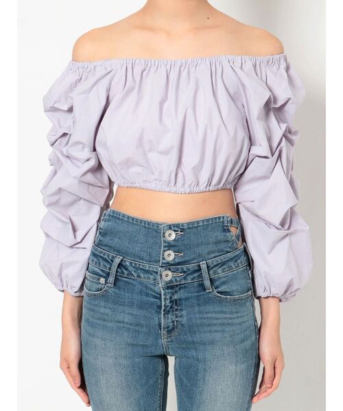 GYDA（ジェイダ）の「タックスリーブ 2WAY BL（シャツ/ブラウス・レディース・パープル/オフホワイト・FREE）」の16枚目の写真