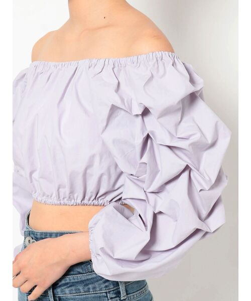 GYDA（ジェイダ）の「タックスリーブ 2WAY BL（シャツ/ブラウス・レディース・パープル/オフホワイト・FREE）」の20枚目の写真