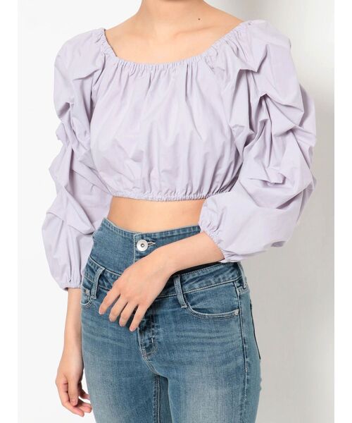 GYDA（ジェイダ）の「タックスリーブ 2WAY BL（シャツ/ブラウス・レディース・パープル/オフホワイト・FREE）」の22枚目の写真