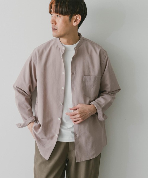 URBAN RESEARCH DOORS（アーバンリサーチドアーズ）の「『吸水速乾』セオアルファバンドカラーロングスリーブシャツ（シャツ/ブラウス・メンズ・ネイビー/ピンク/ライトグレー/グリーン・MEDIUM/LARGE/X-LARGE）」の5枚目の写真