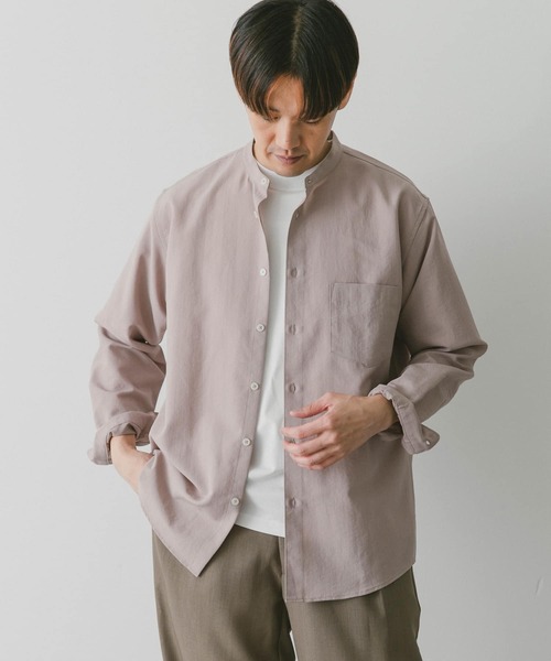 URBAN RESEARCH DOORS（アーバンリサーチドアーズ）の「『吸水速乾』セオアルファバンドカラーロングスリーブシャツ（シャツ/ブラウス・メンズ・ネイビー/ピンク/ライトグレー/グリーン・MEDIUM/LARGE/X-LARGE）」の6枚目の写真