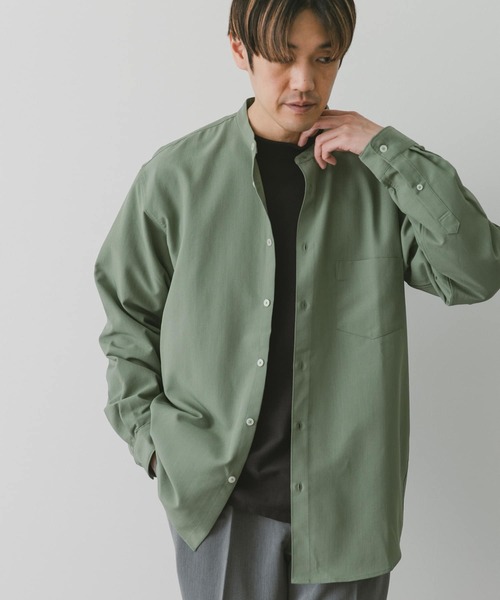 URBAN RESEARCH DOORS（アーバンリサーチドアーズ）の「『吸水速乾』セオアルファバンドカラーロングスリーブシャツ（シャツ/ブラウス・メンズ・ネイビー/ピンク/ライトグレー/グリーン・MEDIUM/LARGE/X-LARGE）」の21枚目の写真