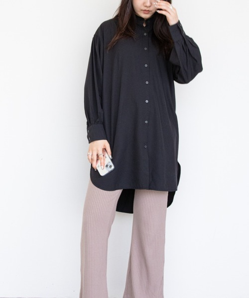 a lot of love（ア ロット オブ ラブ）の「バンドカラー・シャツワンピース（シャツワンピース・レディース・グリーン/マスタード/ブラウン/ブラック/ホワイト・FREE）」の8枚目の写真