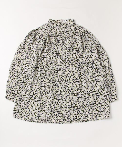 sandy（サンディー）の「sandy/プリントスタンドカラーギャザーブラウス（シャツ/ブラウス・レディース・ブルー/オレンジ/ブラック・FREE）」の2枚目の写真