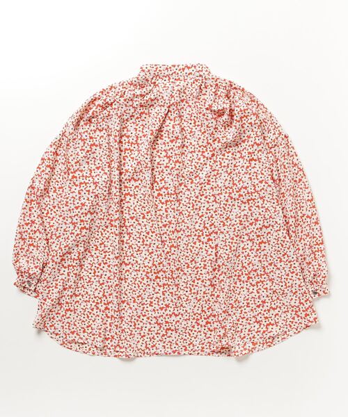 sandy（サンディー）の「sandy/プリントスタンドカラーギャザーブラウス（シャツ/ブラウス・レディース・ブルー/オレンジ/ブラック・FREE）」の4枚目の写真