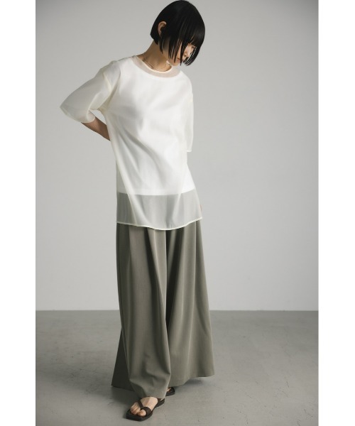 STYLEMIXER（スタイルミキサー）の「シアールーズトップ（シャツ/ブラウス・レディース・アイボリー/サックスブルー/グリーン/ブラック・FREE）」の5枚目の写真