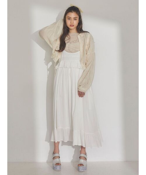 merry jenny（メリージェニー）の「frillコットンキャミスカート（スカート・レディース・オフホワイト/ブラック・FREE）」の4枚目の写真