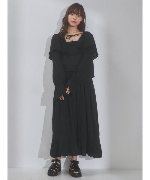 merry jenny（メリージェニー）の「frillコットンキャミスカート（スカート・レディース・オフホワイト/ブラック・FREE）」の11枚目の写真