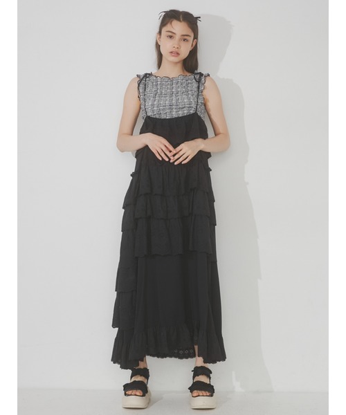 merry jenny（メリージェニー）の「frillコットンキャミスカート（スカート・レディース・オフホワイト/ブラック・FREE）」の2枚目の写真